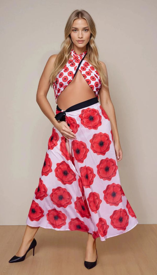 Lara Wrap Skirt - Very Poppy
