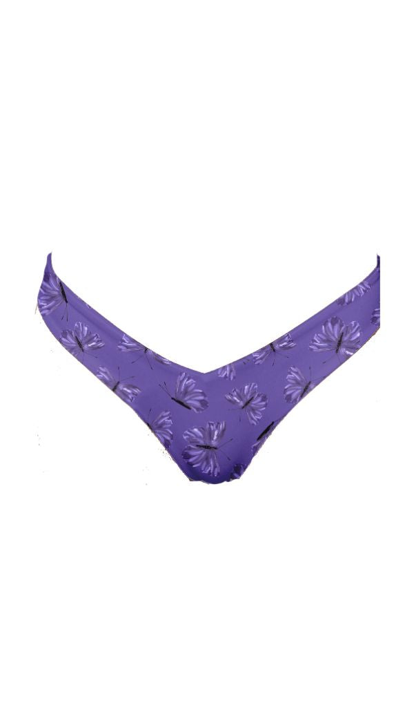 Purple floral bikini bottom on a white background