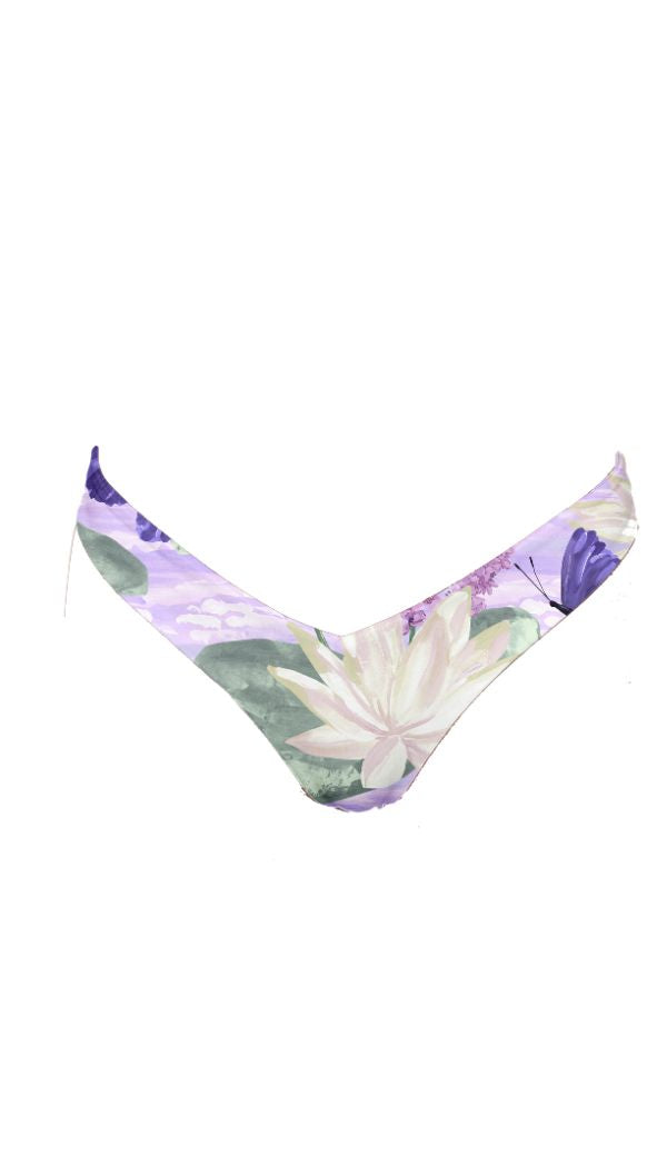 Floral-patterned bikini bottom on a white background