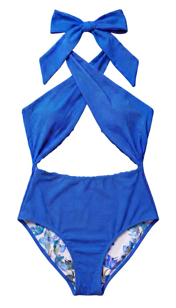 Reversible Hollie Halter Suit in Larkspur Riviera