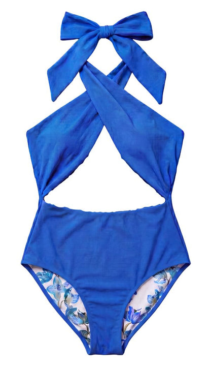 Reversible Hollie Halter Suit in Larkspur Riviera