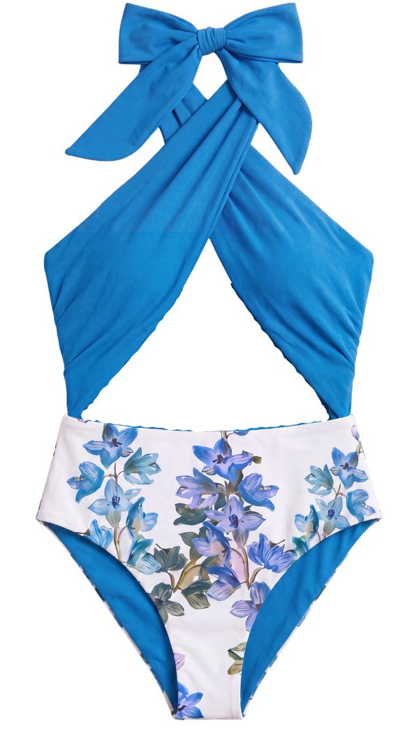Reversible Hollie Halter Suit in Larkspur Riviera