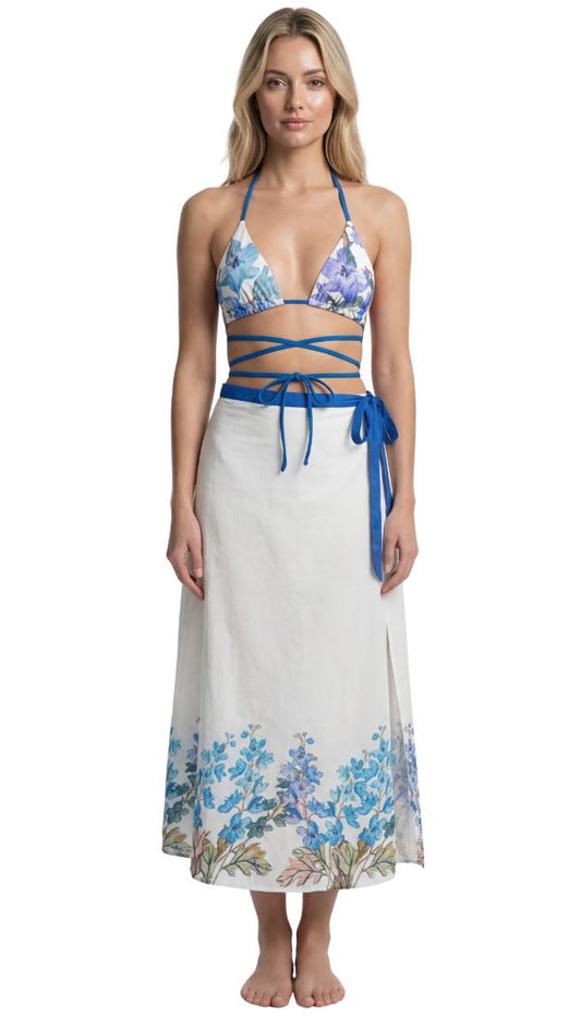 Lara Wrap Skirt in Larkspur Riviera