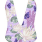 Floral-patterned swimsuit with a purple background on a white background